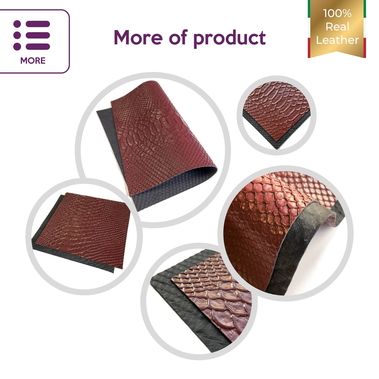 Red Lambskin Sheets With Print 2oz/0.9mm / BURGUNDY SNAKE 856