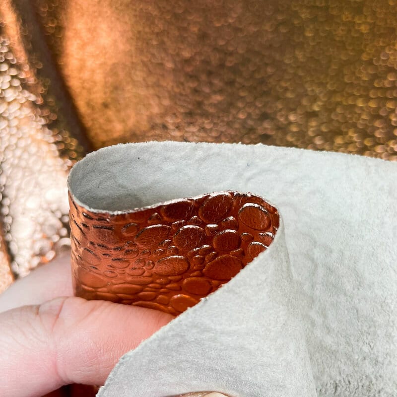 Metallic Rose Gold Lambskin With Stone Print 0.8mm/2oz / ROSE GOLD STONES 1074