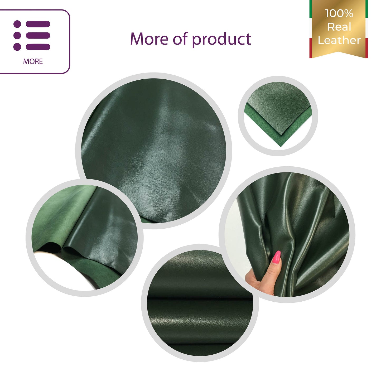 Dark Green Lambskin Leather Thick 0.9mm/2.25oz / KOMBU GREEN 590
