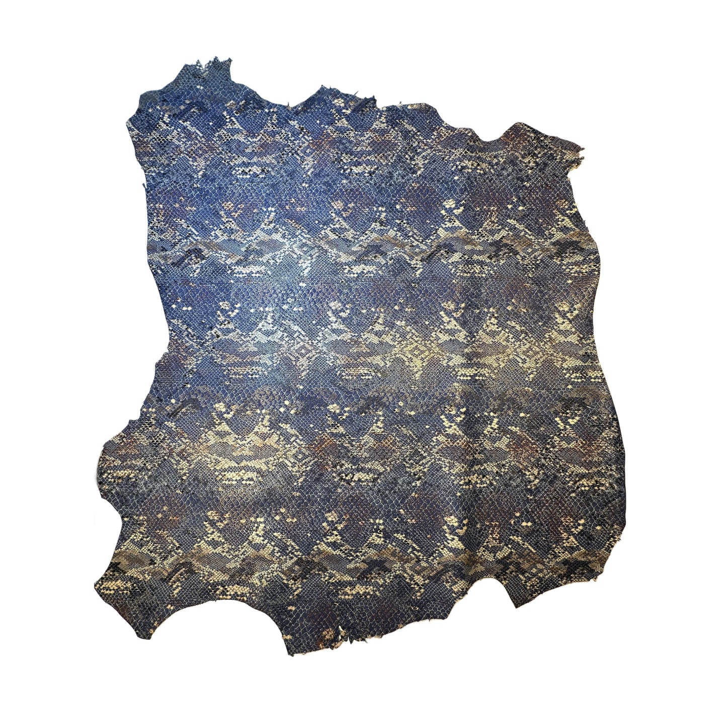 Blue Snake Print Metallic Lambskin Leather 1.75oz Hide 1633