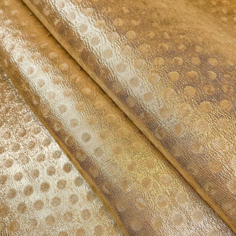 Shiny Light Gold Dotted Print Lambskin 1.0mm/2.5oz / GOLD DOTS 1363