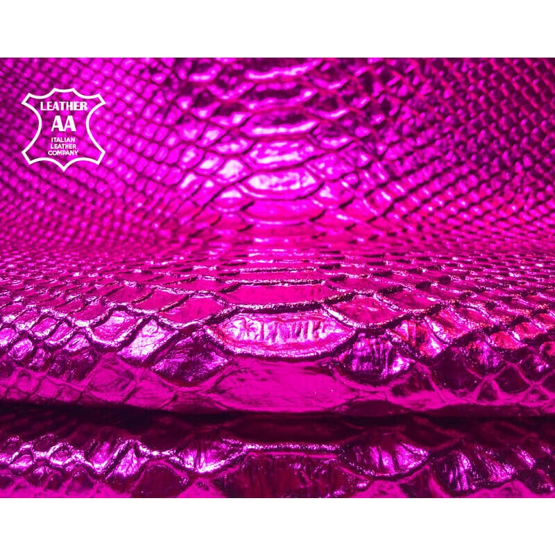 Fuchsia Metallic Lambskin Hides With Snake Prin FUCHSIA SNAKE 1034 0.7mm/1.75oz