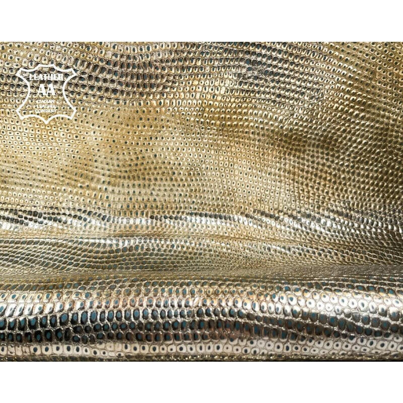 Metallic Gold Lambskin With Lizard Print 0.9mm/2.25oz / GOLD LIZARD 1097