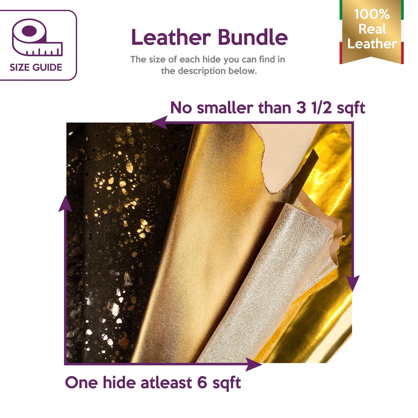 Black Metallic Gold Bronze Lambskin Bundle of 4 Hides 0.9-1.1mm / 2.25 - 2.75oz