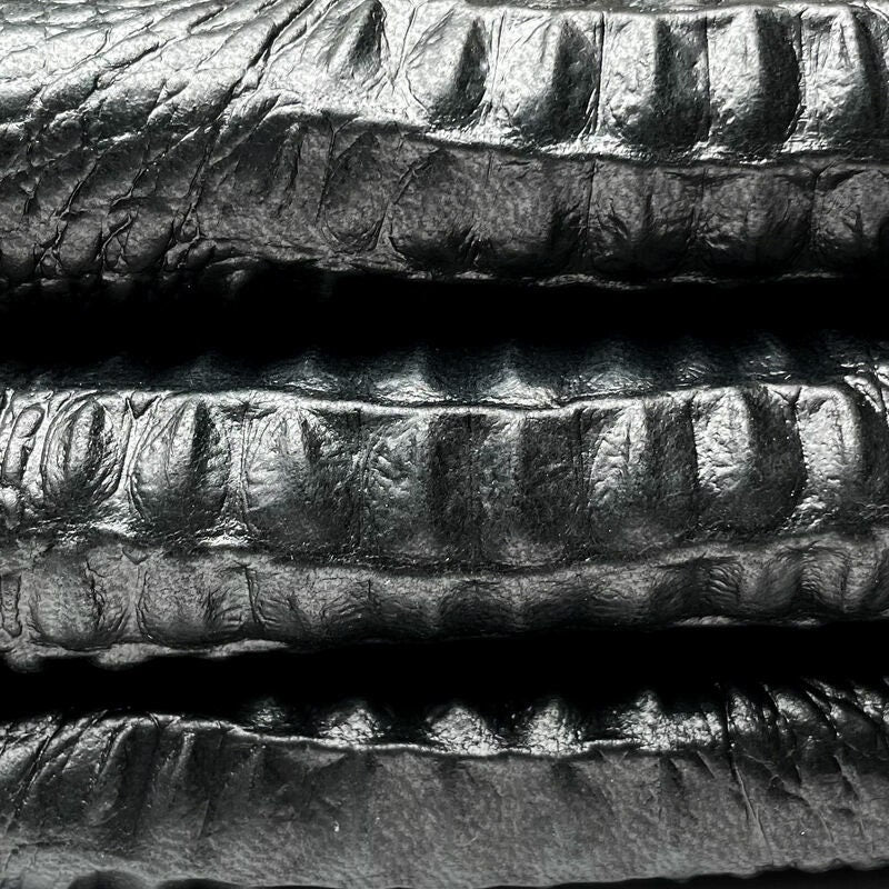 Black Crocodile Print Lambskin 0.8mm/2oz / GENUINE CROCODILE PRINT 1051