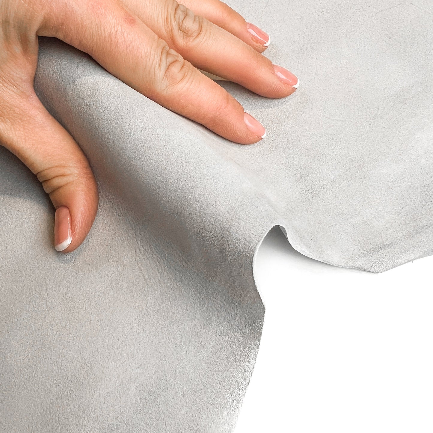 Light Gray Suede Lambskin Thick Soft 1.0 mm/ 2.5 oz / MICRO CHIP 222