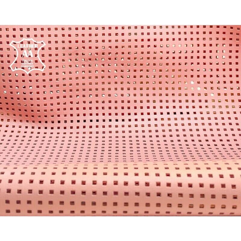 Pale Pink Perforated Print Lambskin 0.7mm/1.75oz / PEACH PERFORATION 1304