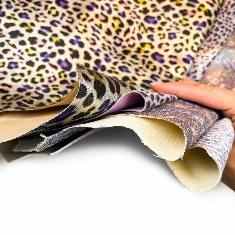 Purple Lambskin Hides 0.7-1.0mm/1.75-2.5oz / LAVENDER PRINT MIX 1364