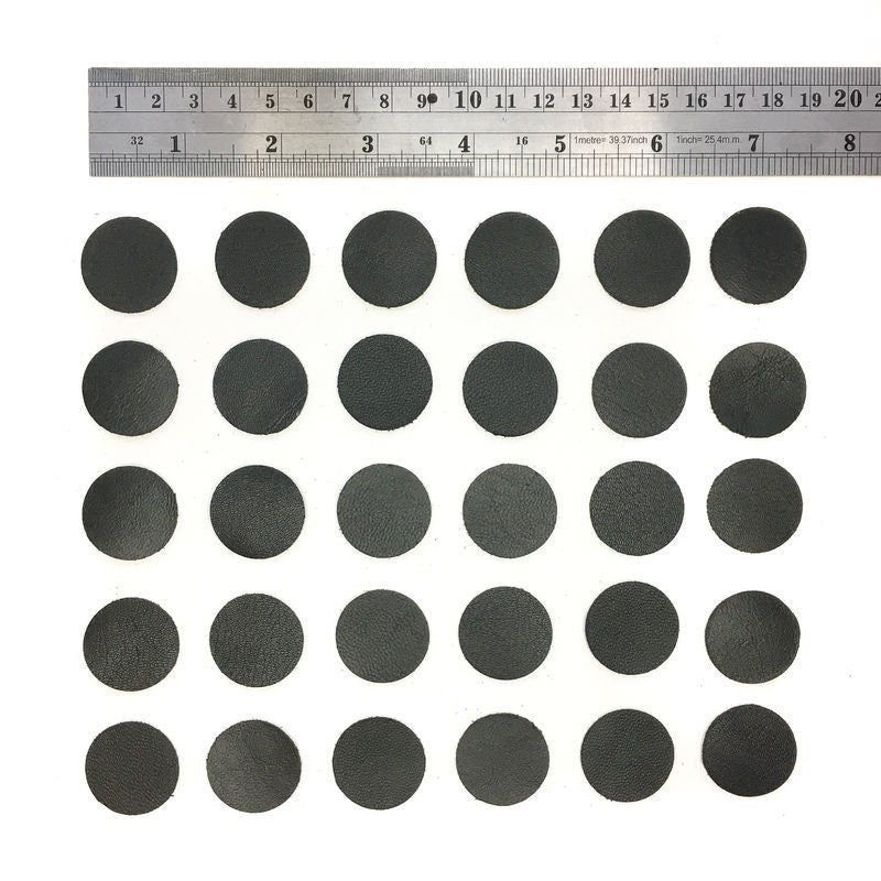 Black Genuine Lambskin Circles / 4 sizes / 30 Pcs Per Pack