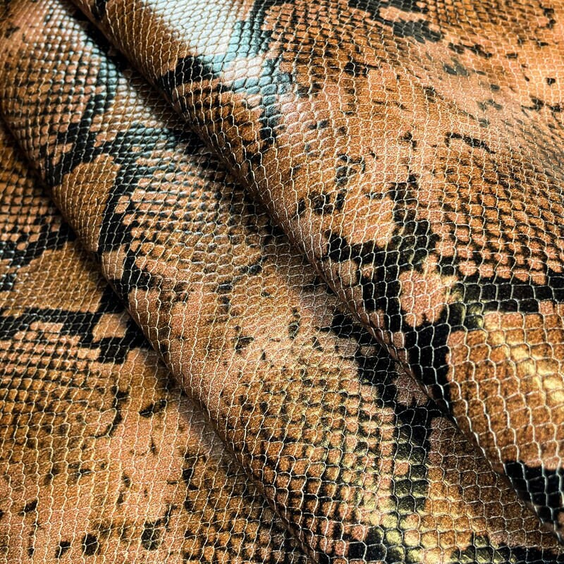 Brown Snakeskin Print Lambskin Leather 0.8mm/2oz / AUSTRALIAN SNAKE 1342