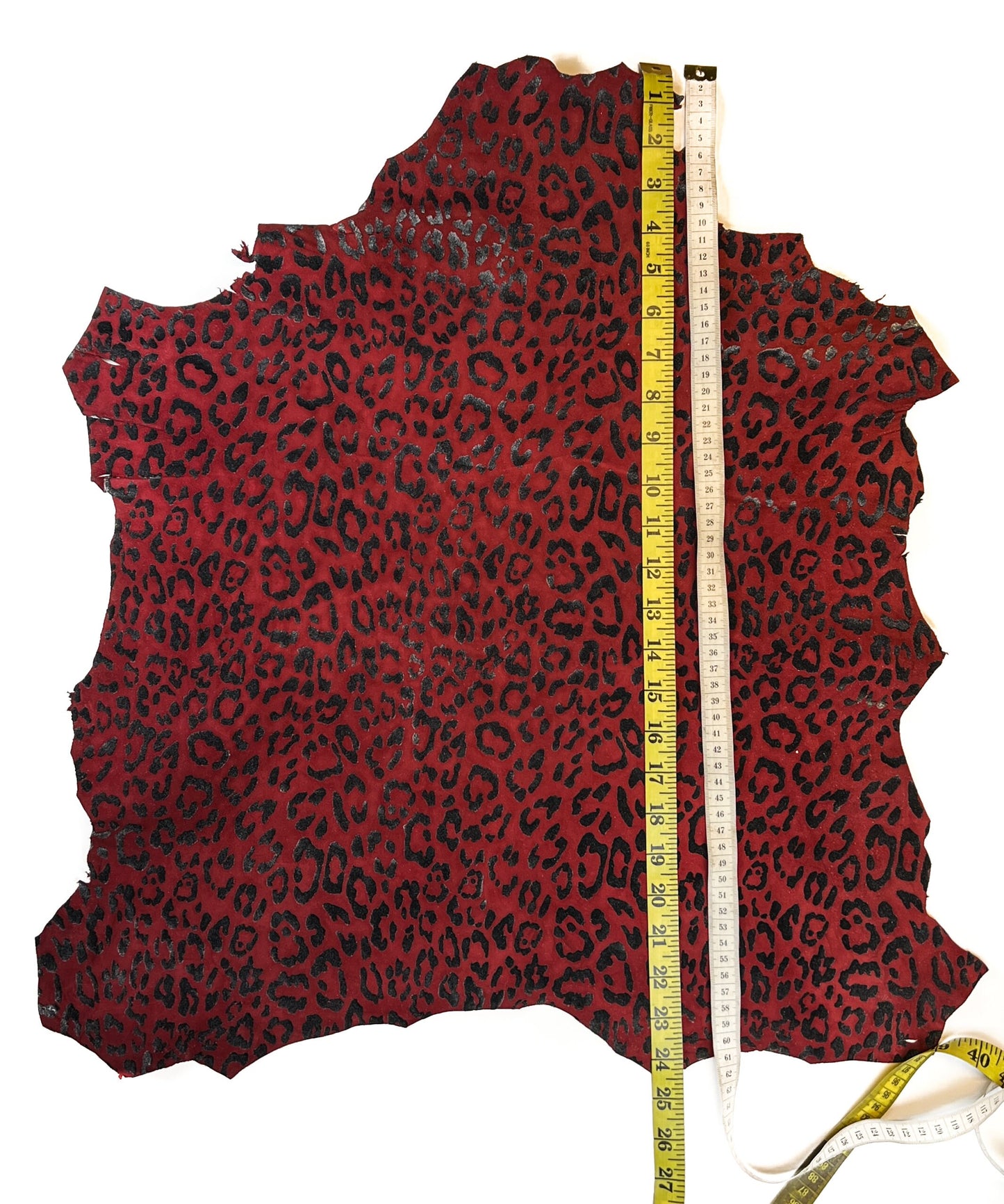 Red Black Lambskin Suede With Leopard Print 0.8-1.2mm/2-3oz