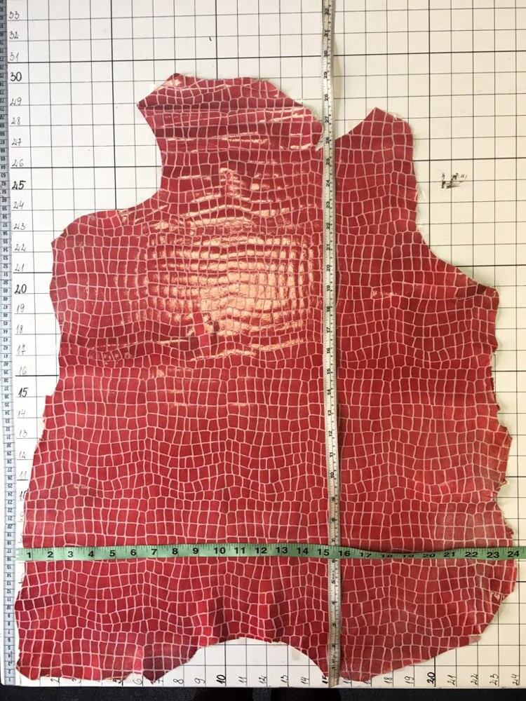 Red White Lambskin With Snake Print 0.5mm/1.4oz / RED SNAKE 447