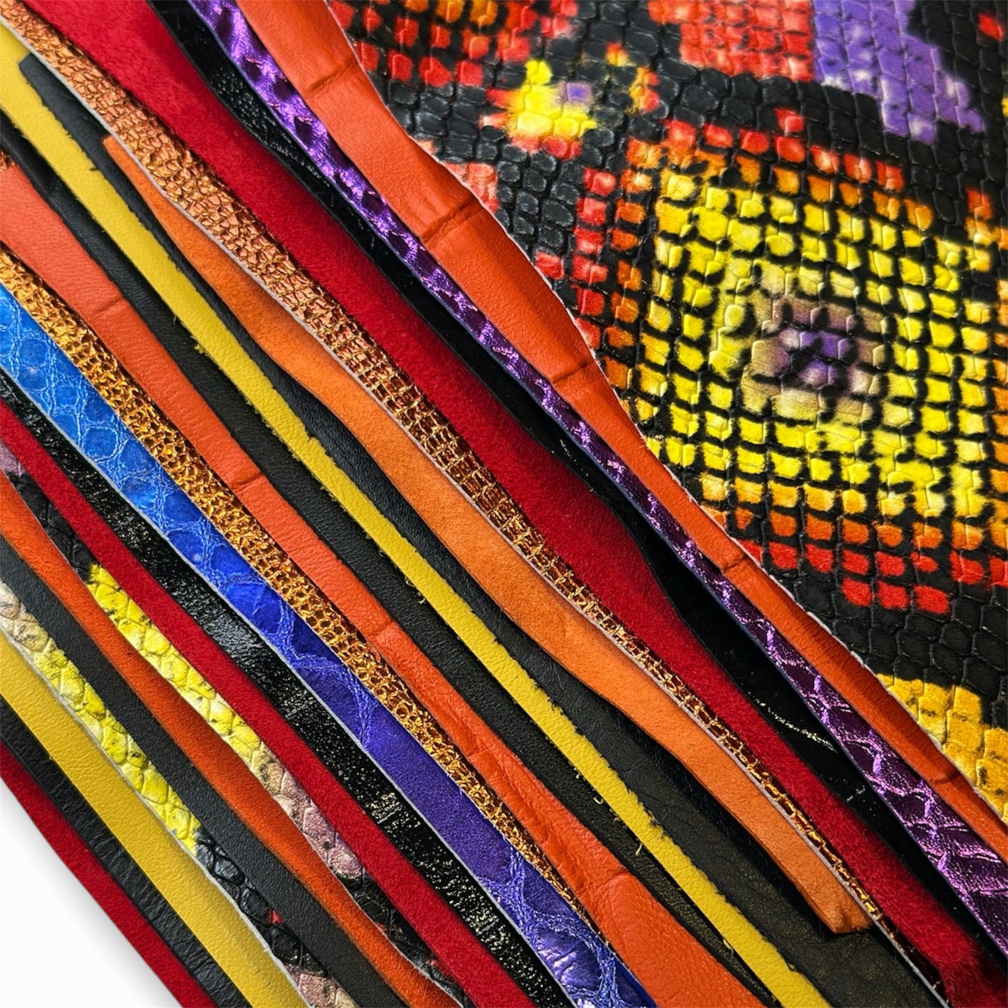 Crazy Snake Print Mix Limited Leather Remnant Packs 0.8-1.3mm/2-3.25oz