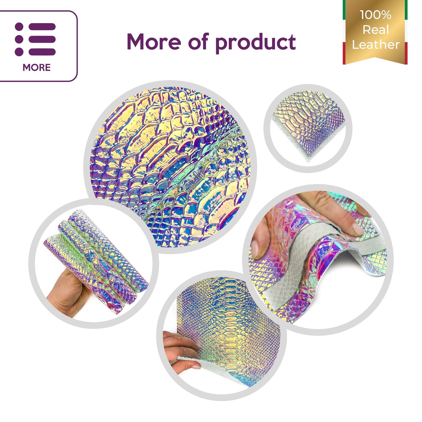 Holographic Lambskin Sheets With Snakeskin Print 1.2mm/3oz / HOLO SNAKE 977