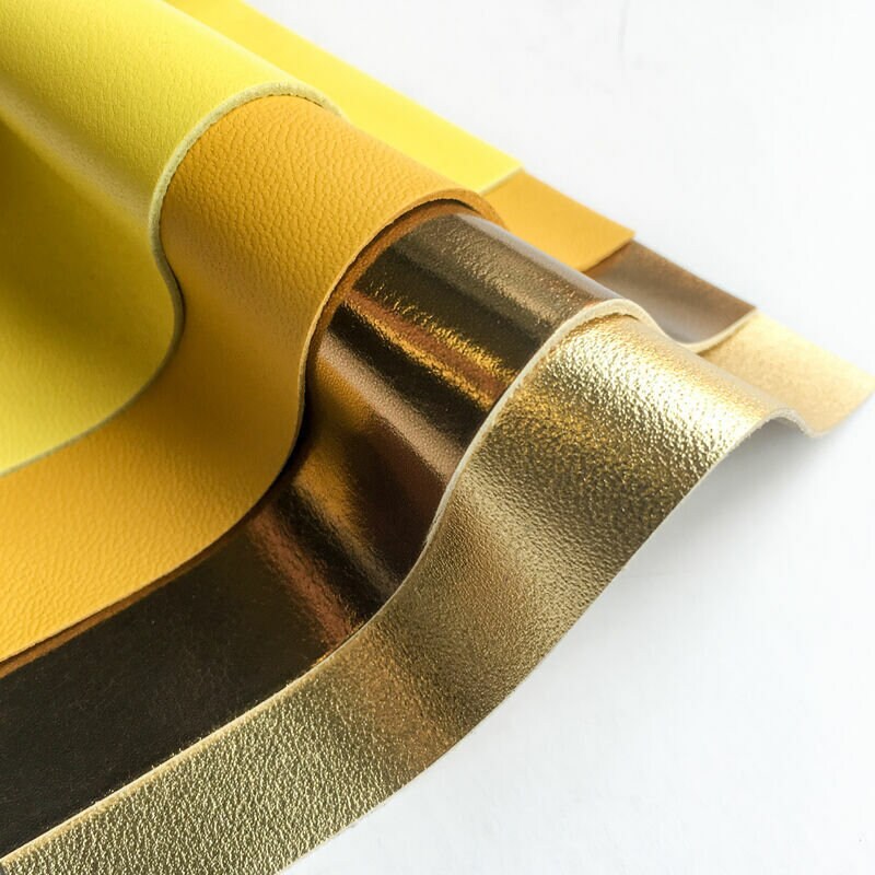 Yellow Leather Set 5x5in Four Genuine Pieces- Yellow And Gold