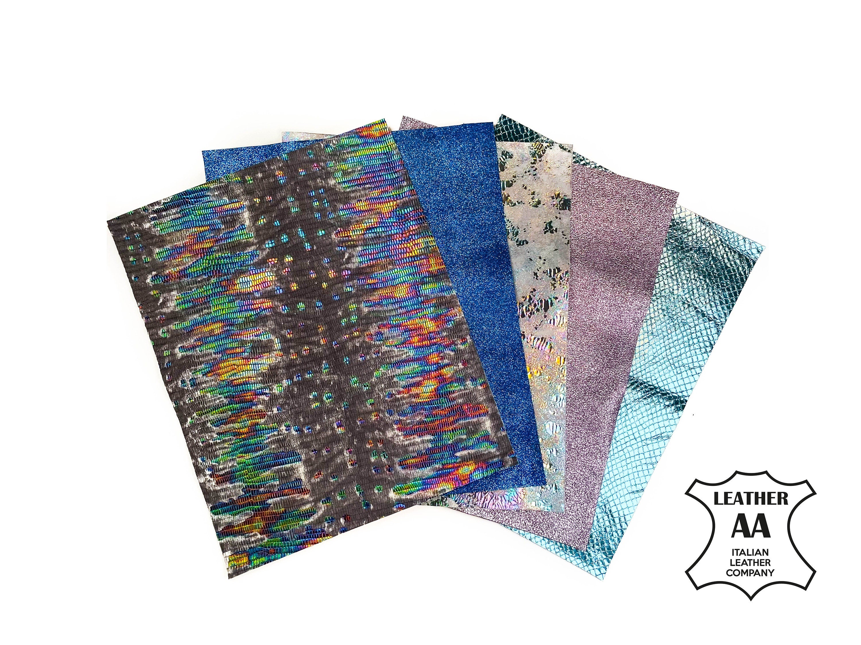 Shiny Colorful Lambskin Leather Sheets 8x10in 0.8-1.2mm/2-3oz