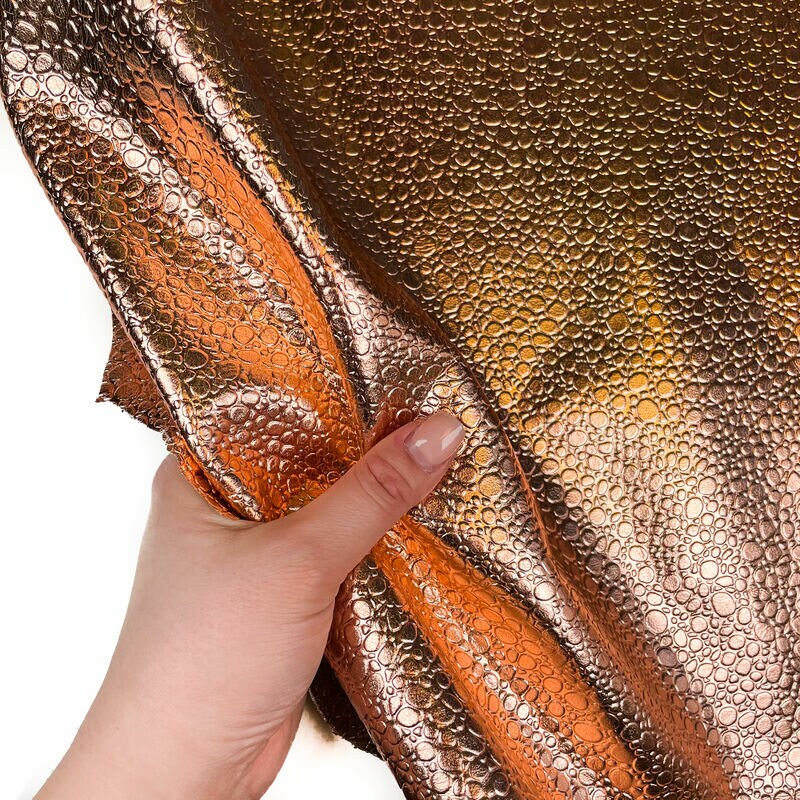 Metallic Rose Gold Lambskin With Stone Print 0.8mm/2oz / ROSE GOLD STONES 1074