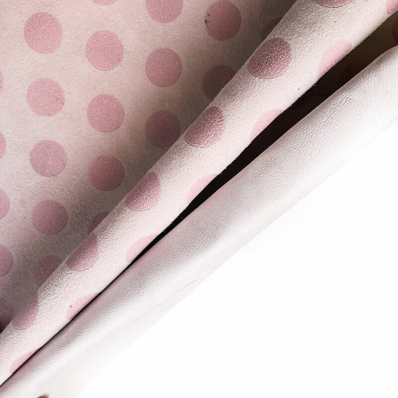 Suede Lambskin Leathedr With Pink Dots 1.0mm/2.5oz / DUSTY PINK DOTS 1090