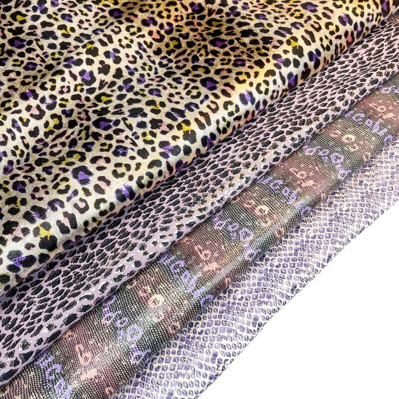 Purple Lambskin Hides 0.7-1.0mm/1.75-2.5oz / LAVENDER PRINT MIX 1364