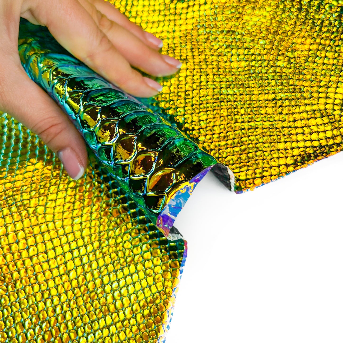 Metallic Holographic Lambskin With Snake Print Thick 1.1mm/2.75oz Black HOLO SNAKE 1460