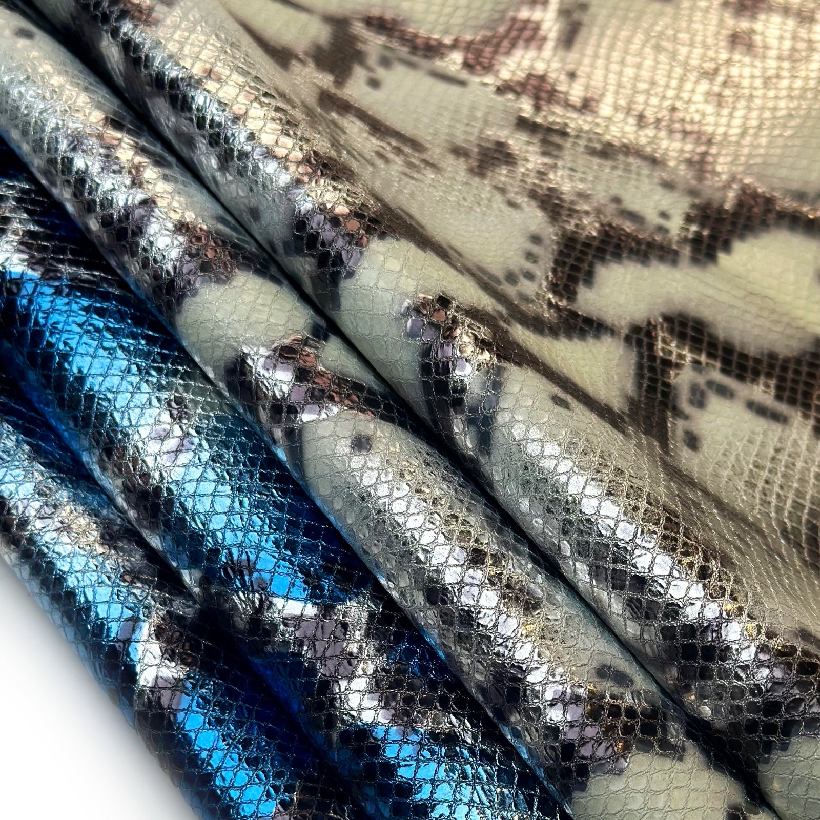 Metallic Snake Print Lambskin Leather 0.9-1mm Choose One 1619