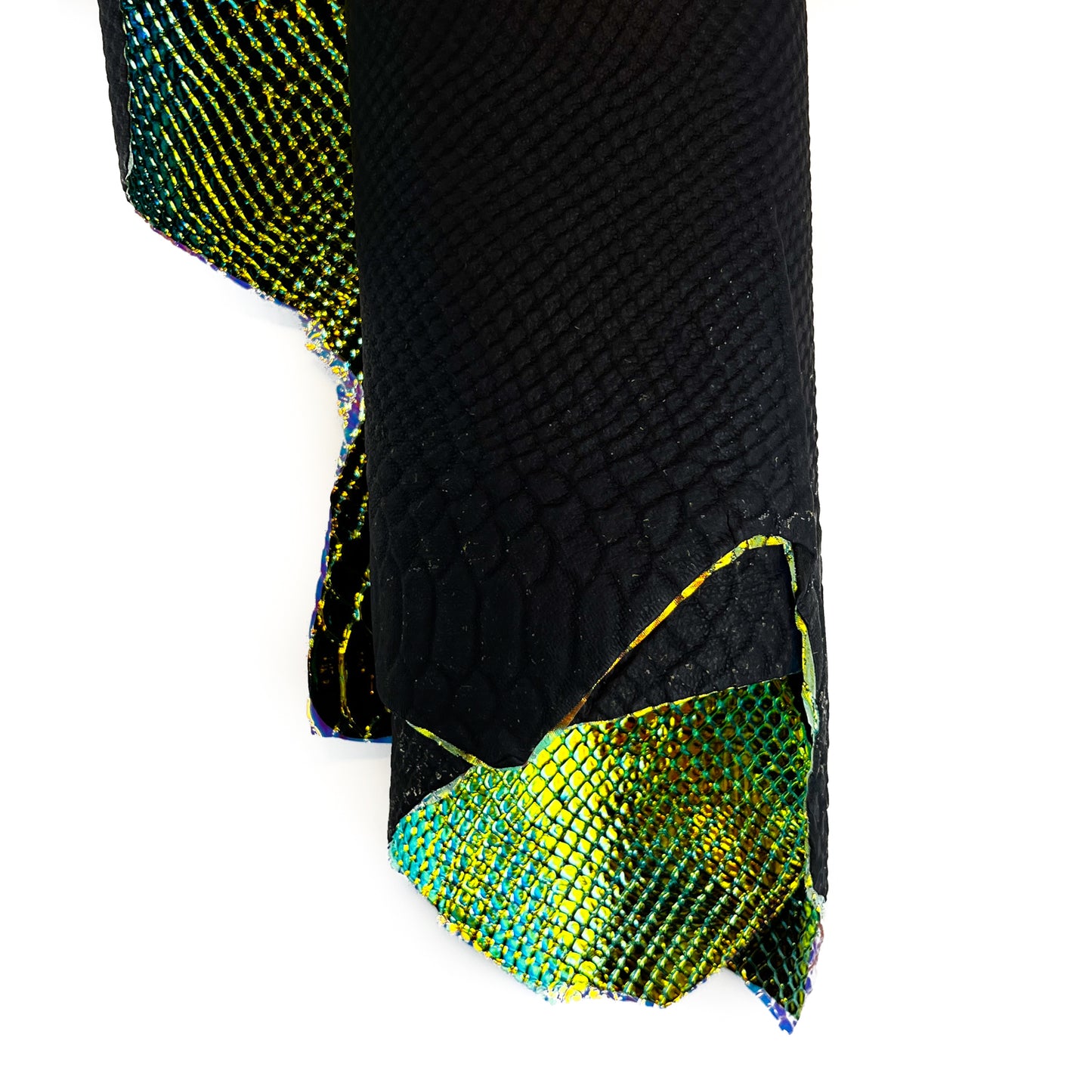 Metallic Holographic Lambskin With Snake Print Thick 1.1mm/2.75oz Black HOLO SNAKE 1460