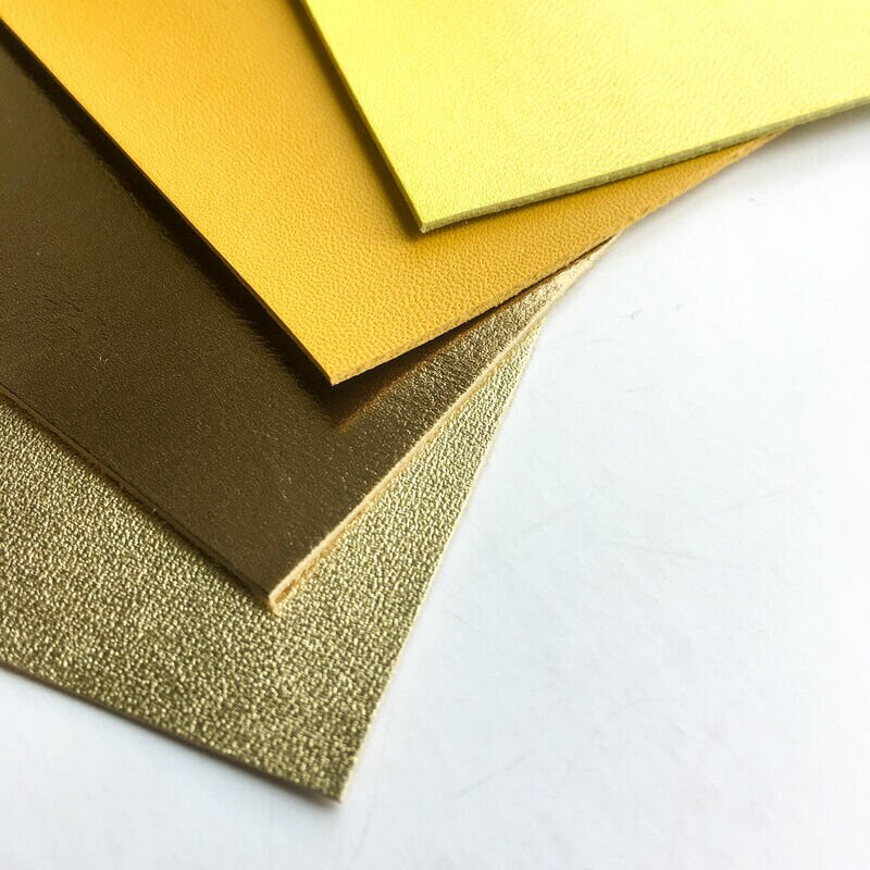 Yellow Leather Set 5x5in Four Genuine Pieces- Yellow And Gold