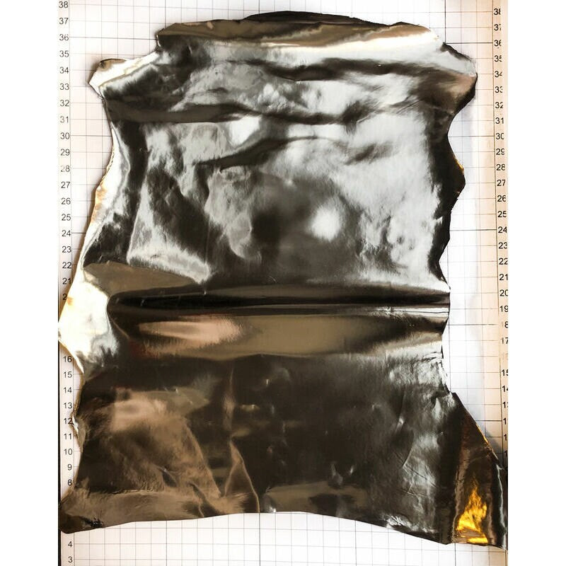 Shiny Metallic Dark Gold Lambskin Leather 0.8mm/2oz / DARK SILVER/GOLD 991