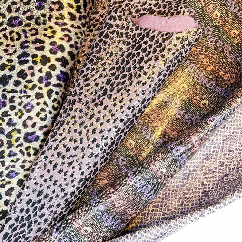 Purple Lambskin Hides 0.7-1.0mm/1.75-2.5oz / LAVENDER PRINT MIX 1364