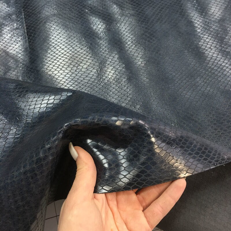 Blue Leather With Snakeskin Print 1.1mm/2.75oz / INDIAN SNAKE 715