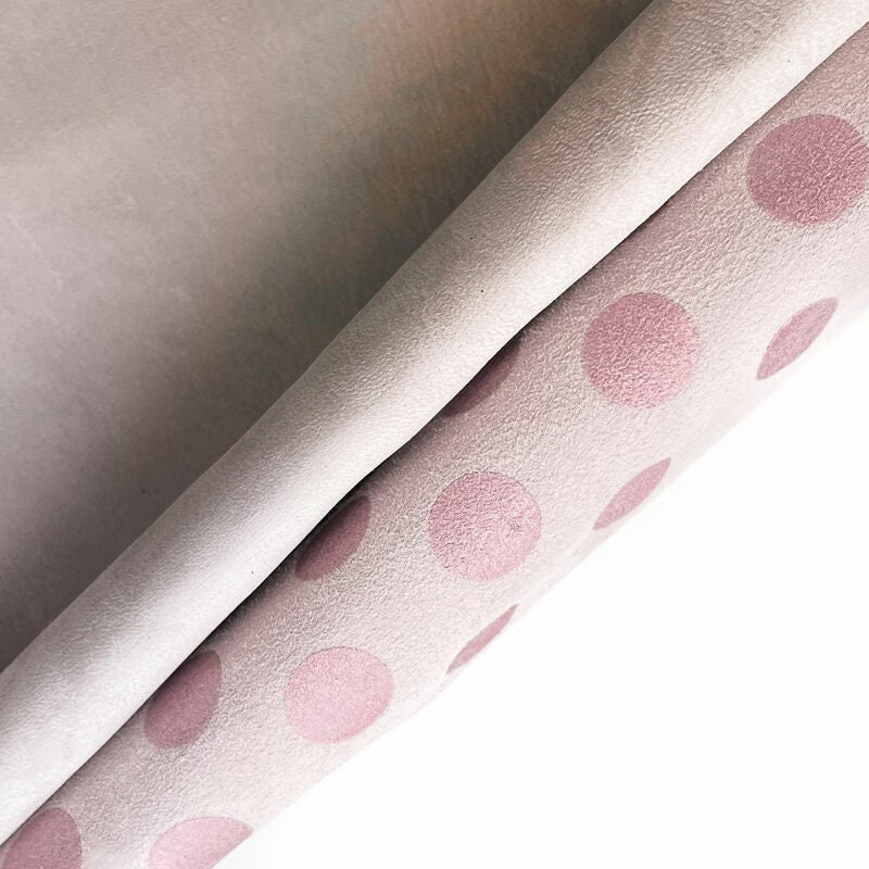 Suede Lambskin Leathedr With Pink Dots 1.0mm/2.5oz / DUSTY PINK DOTS 1090