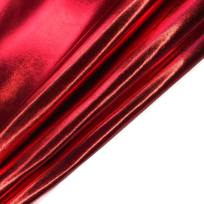 Red Metallic Lambskin Leather Hides 0.8mm/2oz RUBY RED