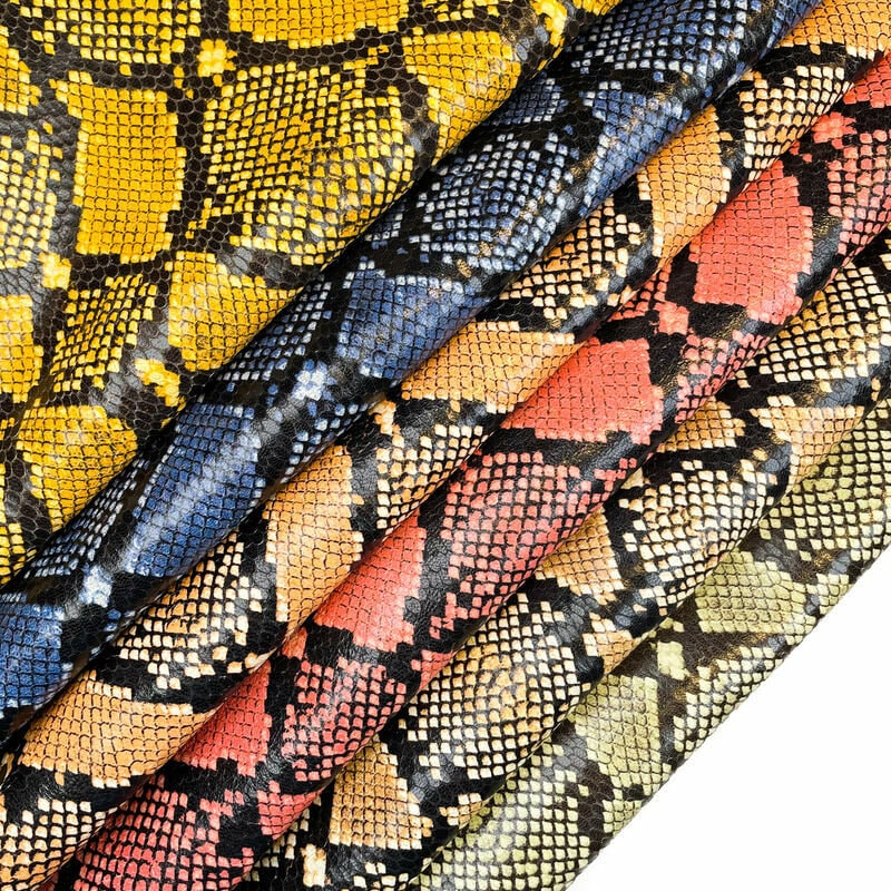 Bright Summer Rainbow Color Choice of Snake Print Lambskin 0.9mm/2.25oz / CLASSIC SNAKE Mix 1366