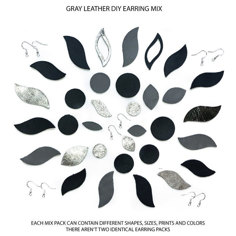 DIY Lambskin Leather Earring Kit / MIX Pack / 925 Silver Earring Hooks