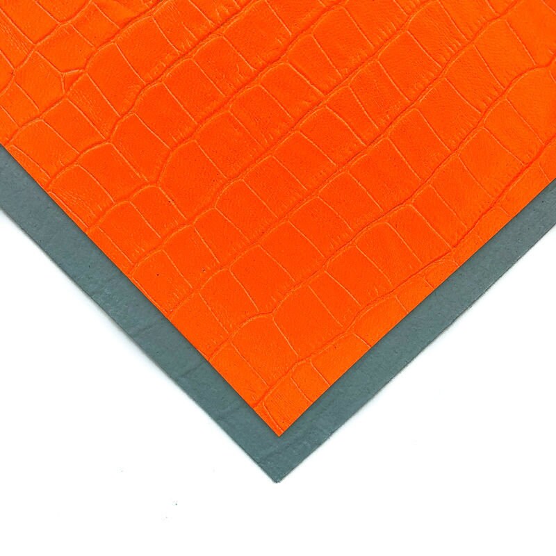 Bright Orange Crocodile Print Lambskin Sheets 2oz/0.8mm / NEON ORANGE CROCODILE 913