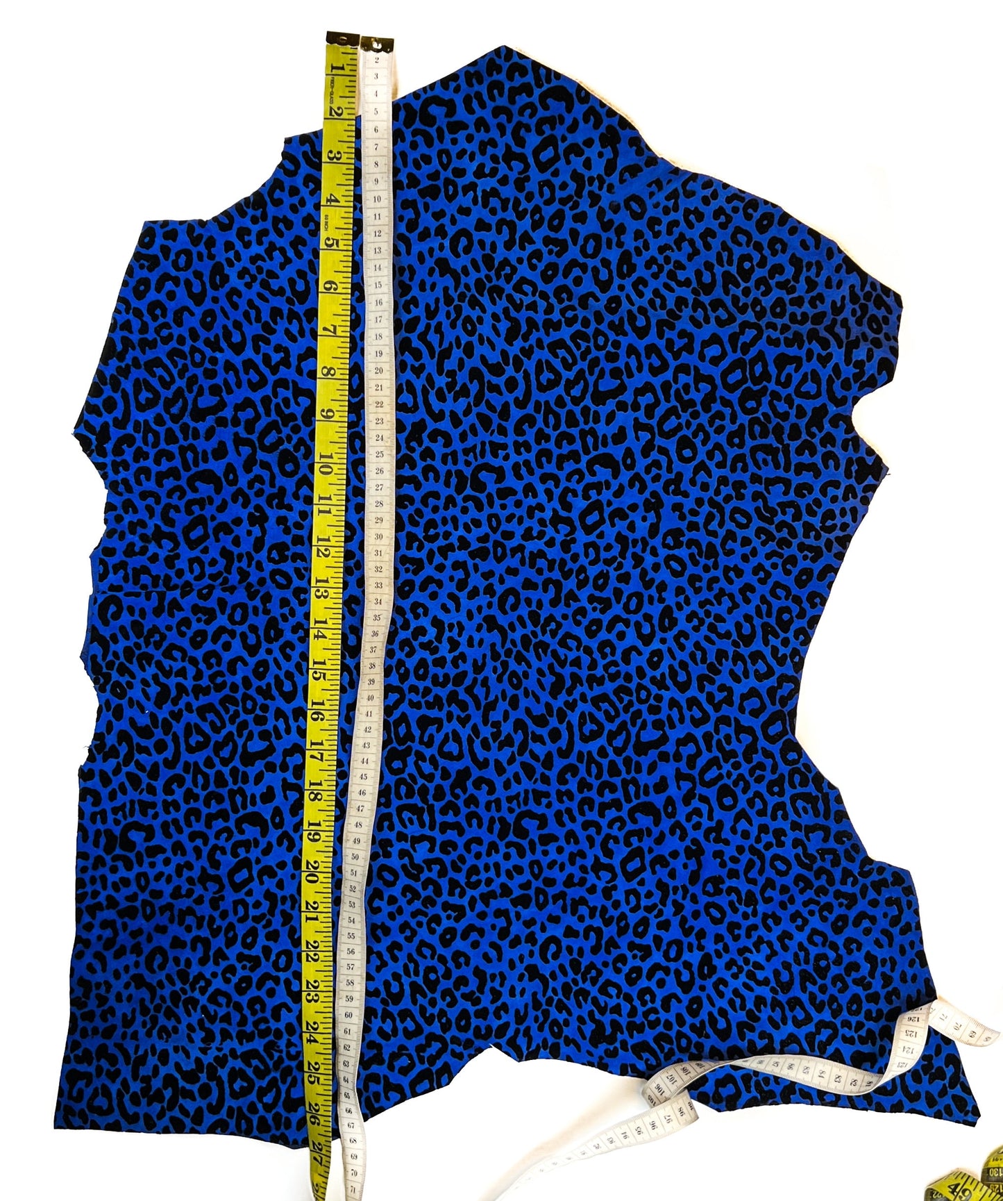 Royal Blue Black Lambskin Suede With Leopard Print 0.8-1.2mm/2-3oz