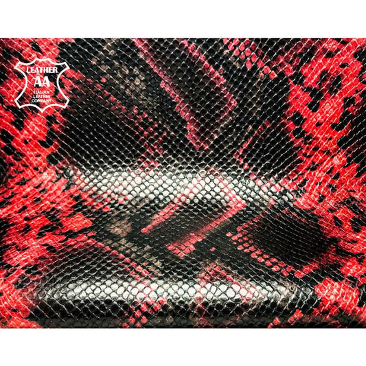 Red And Black Snake Print Lambskin 1mm/2.5oz AMERICAN SNAKE 979