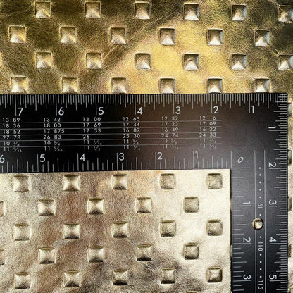 Metallic Gold Lambskin With Embossed Pyramid Studs 0.6mm/1.5oz / GOLD STUDS 1078