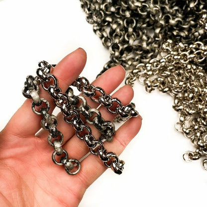 ONE Meter or 39 inches Round Chain for Accessories / Purse, Bag, Strap, Earrings / Vintage or Silver Color / Hardware 1.3cm / 1/2 inches