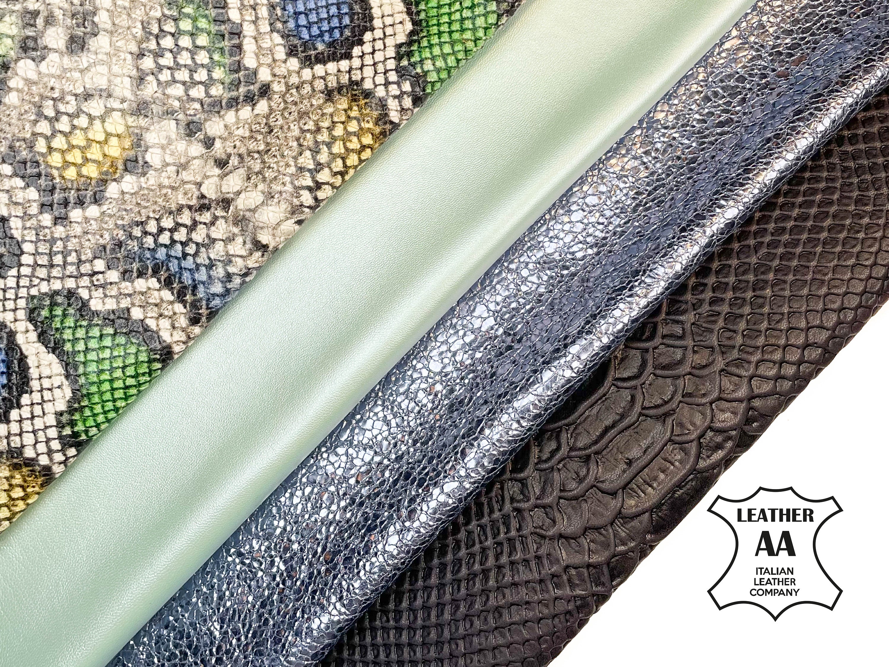 Mint Green Embossed Crocodile Pebbled Print Metallic Leather Bundle Of 4