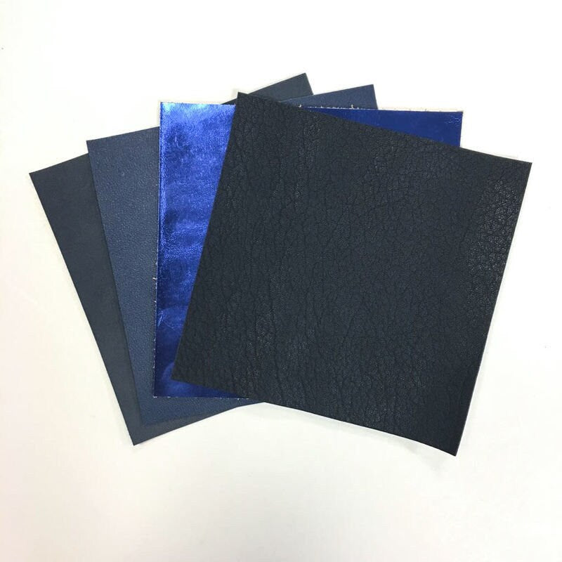 Mix Of Blue 5x5in - Navy, Metallic, Textured 4pcs Leather Scrap