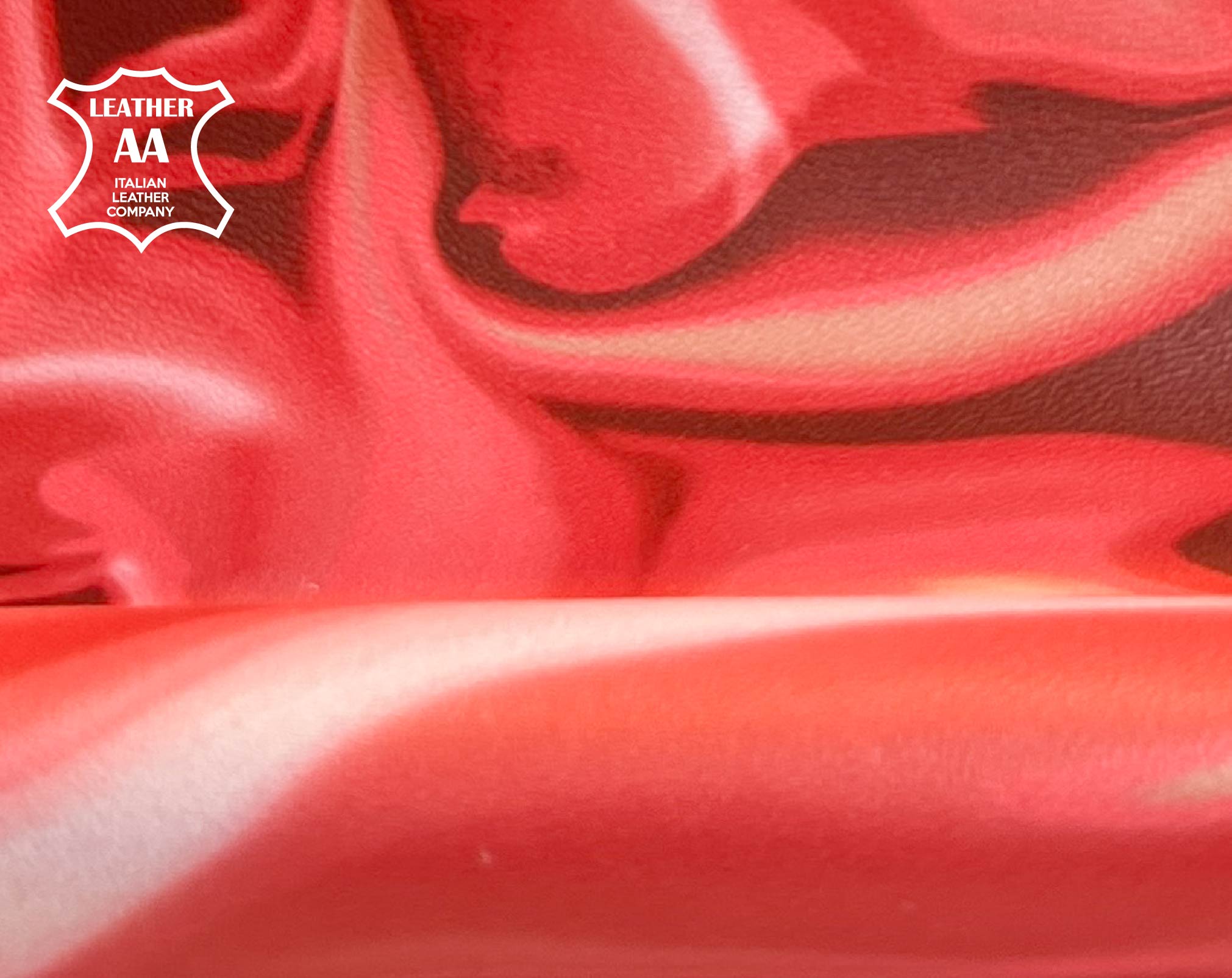 Red Abstract Tie Dye Rose Lambskin With Print Thick 1.1mm/2.75oz / 1452
