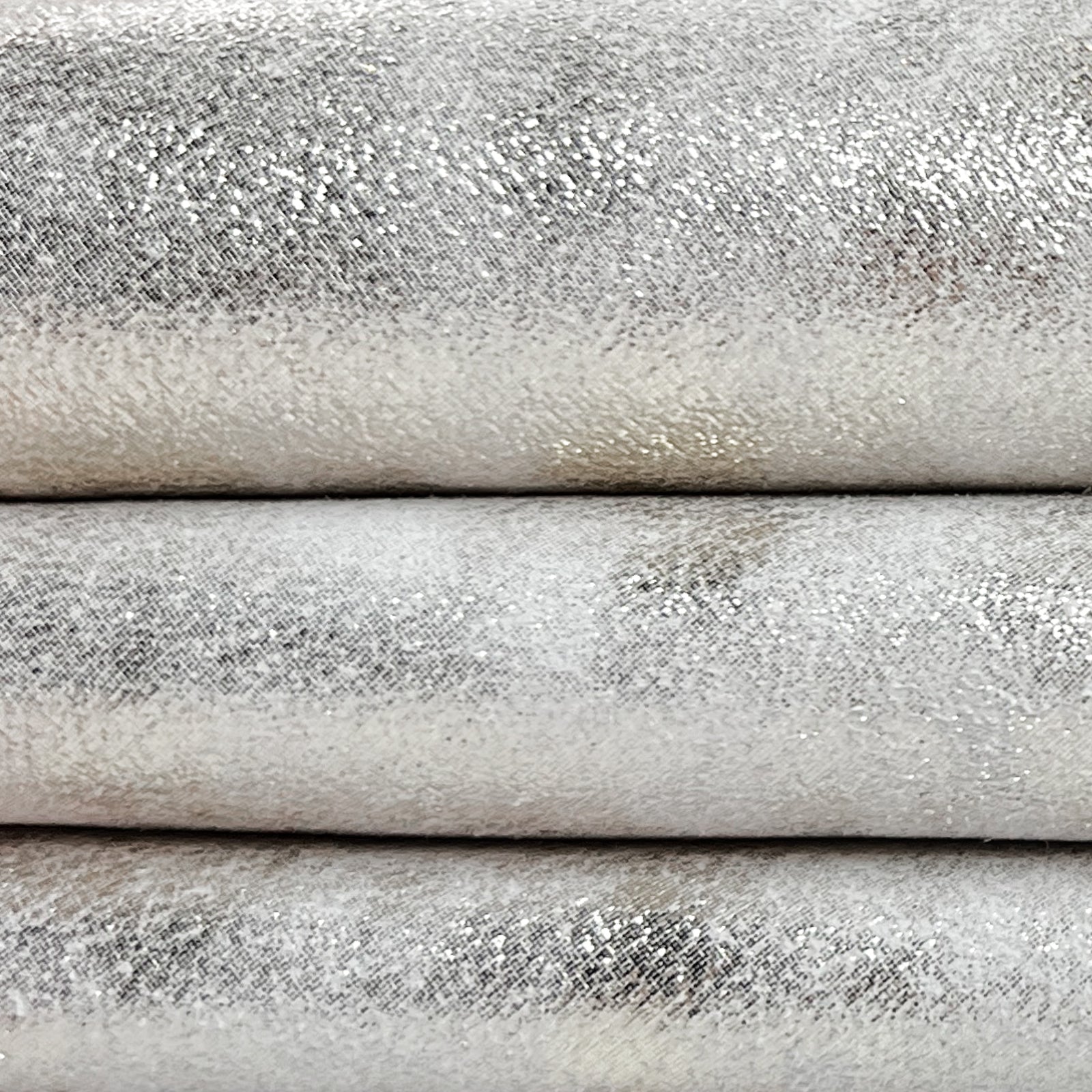 White Suede Lambskin With Silver Shine 1.-1.1mm/2.5-2.75oz CHRISTMAS SPARKLES 1495