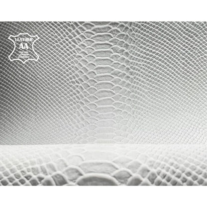 White Grayish Lambskin Leather With Snake Print 1.1mm//2.75oz Brich Snake 1187