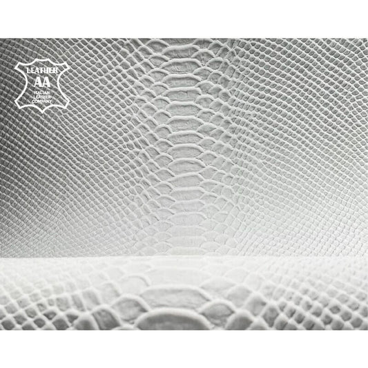 White Grayish Lambskin Leather With Snake Print 1.1mm//2.75oz Brich Snake 1187