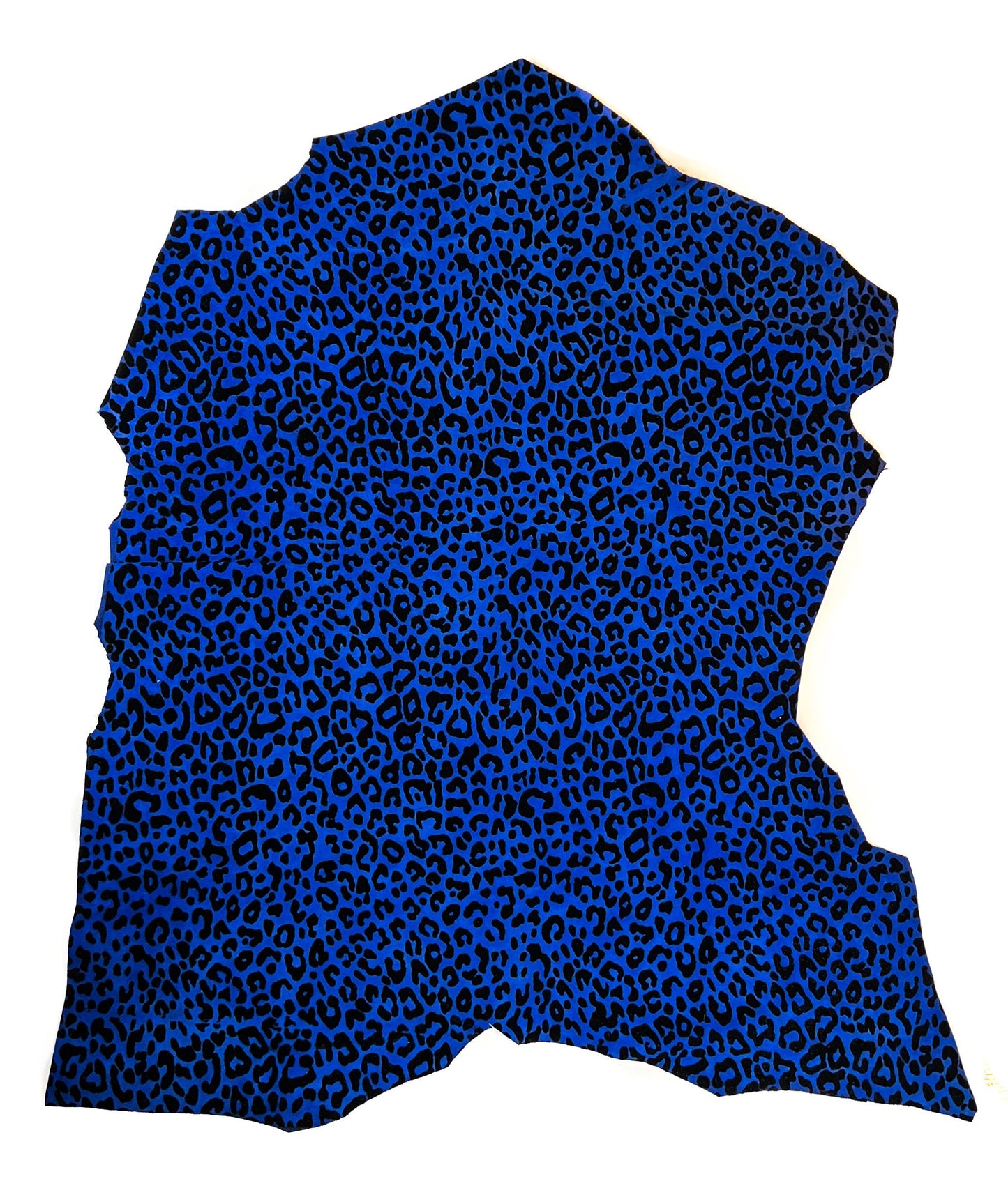 Royal Blue Black Lambskin Suede With Leopard Print 0.8-1.2mm/2-3oz