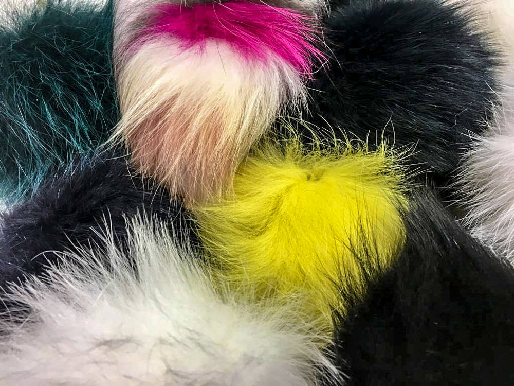 Real Fox Fur Pom Pom Large Keychains Handbag Charm Mix Color