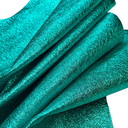 Greenish-blue Hue Metallic Lambskin Leather 1mm/2.5oz Iridescent 1616