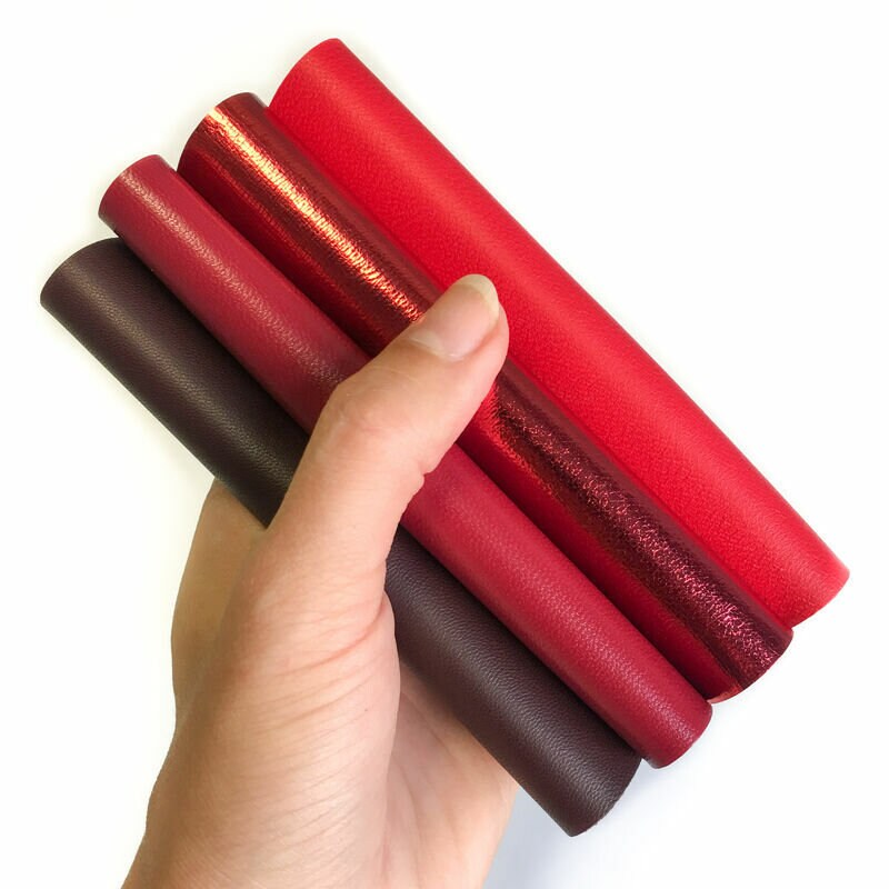 Red Leather Shades Set 5x5in Four Pieces Of Genuine Scraps