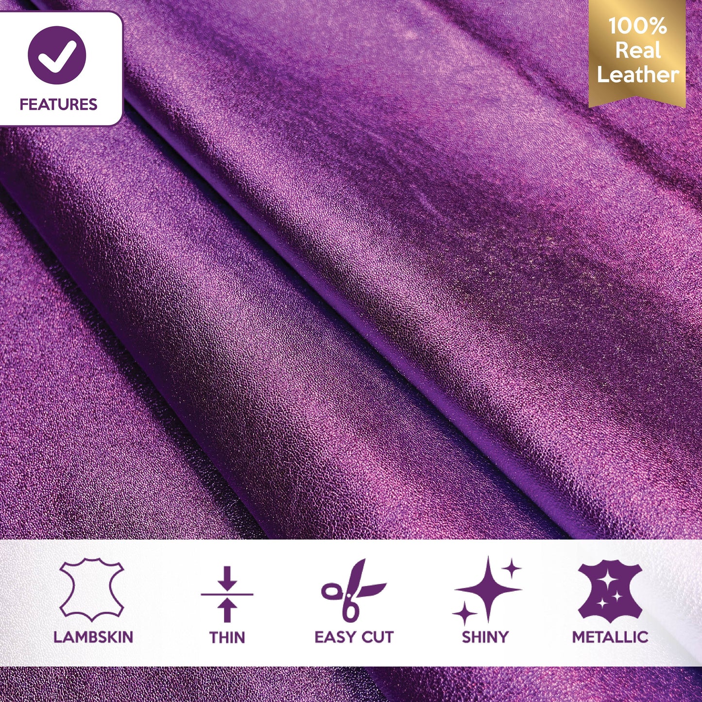 Purple Metallic Lambskin Leather 0.7-1mm/2.5oz / VIOLA 705